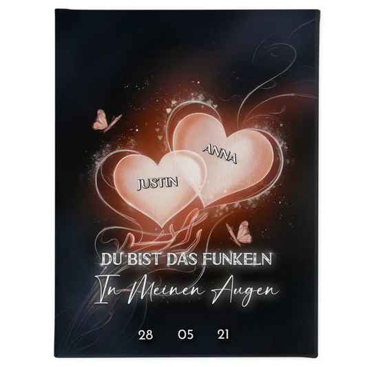 Pärchen Leinwand Glow Hearts Mit Namen & Datum Personalisiert 1