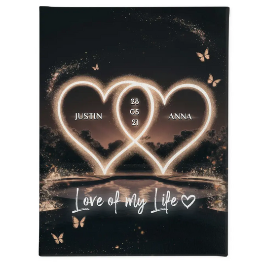 Leinwand Liebe für Dein Schatz Licht Herzen Personalisiert 1