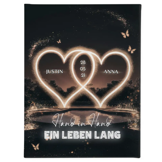 Leinwand Liebe Personalisiert Herzenlicht mit Namen Paare 1