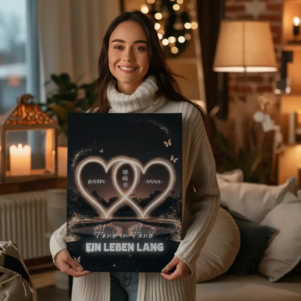 Leinwand Liebe Personalisiert Herzenlicht mit Namen Paare