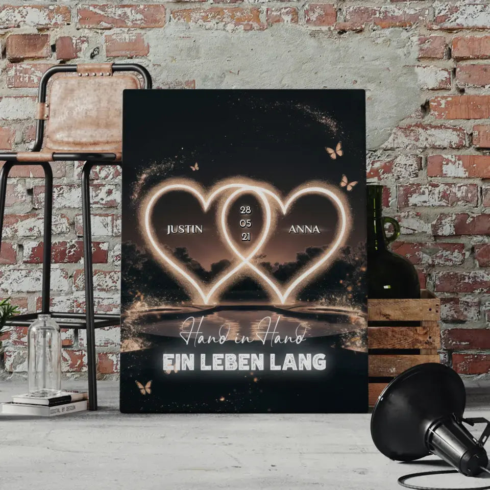 Leinwand Liebe Personalisiert Herzenlicht mit Namen Paare