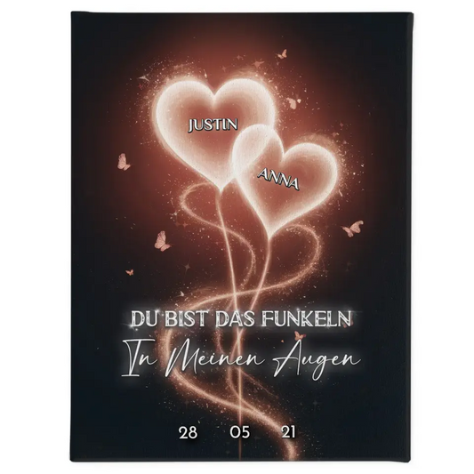 Leinwand für Paare personalisiert Mit Namen & Datum Herzenlicht 1