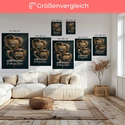 Personalisierte Leinwand für Paare Herzen Liebesbild für Sie