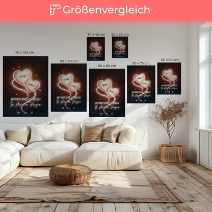 Leinwand Liebe mit Namen Leuchtherz Personalisiert