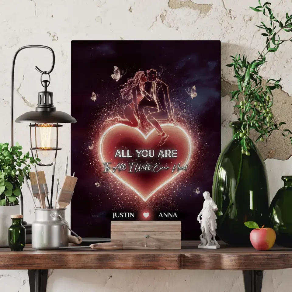 Personalisierte Leinwand Liebe mit Namen Ein Herz All You Are