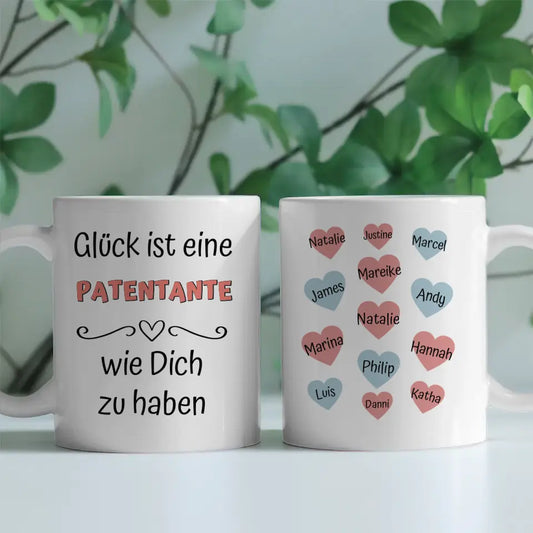 Kaffetasse Personalisiert Glück ist Patentante