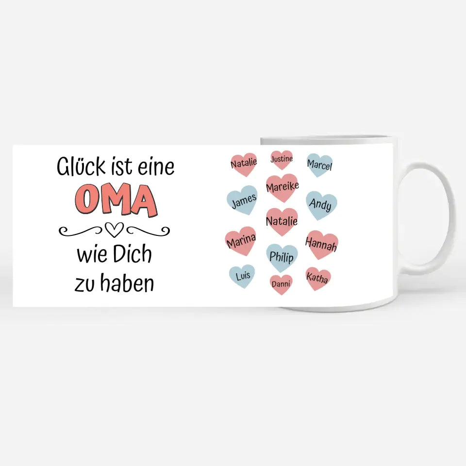 Personalisierte Tasse Glück ist eine Oma wie Du bis 13 Namen