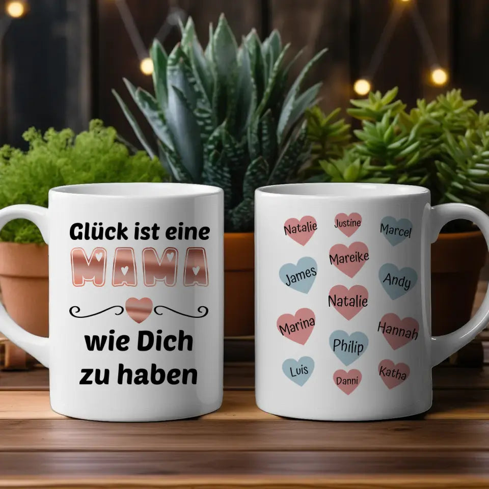 Personalisierte Tasse Glück ist eine Mama Tasse Glück