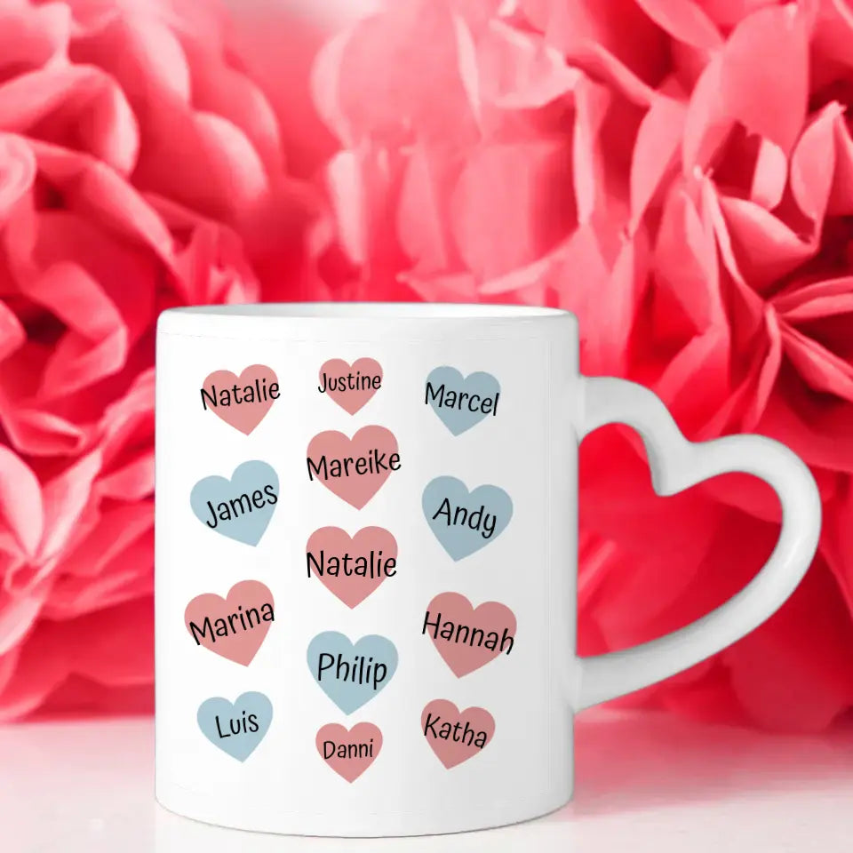 Geschenk Tasse für Stiefmama personalisiert mit bis zu 13 Namen