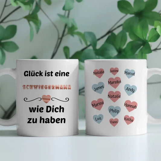 Personalisierte Tasse Glück ist Schwiegermama wie du -