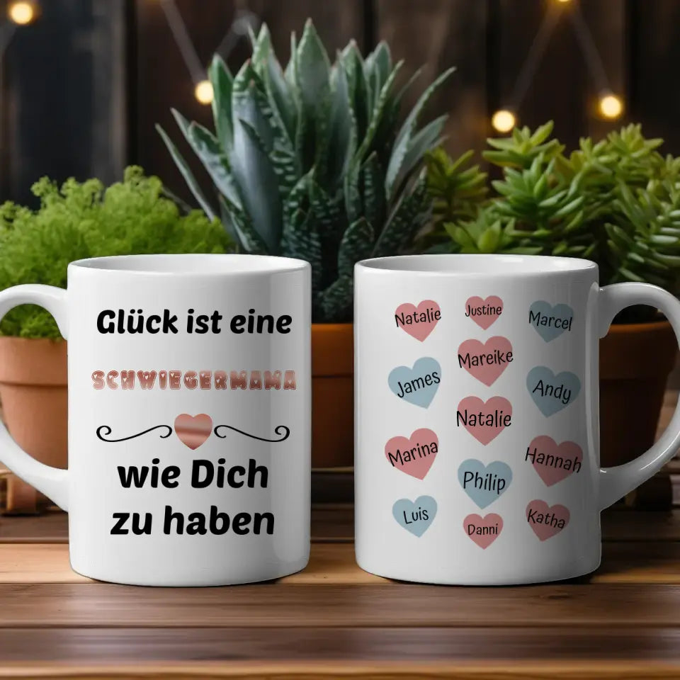 Personalisierte Tasse Glück ist Schwiegermama wie du -