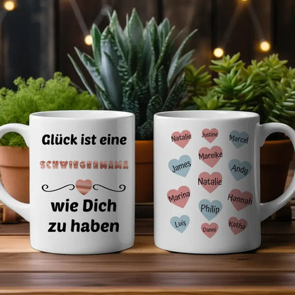 Personalisierte Tasse Glück ist Schwiegermama wie du -