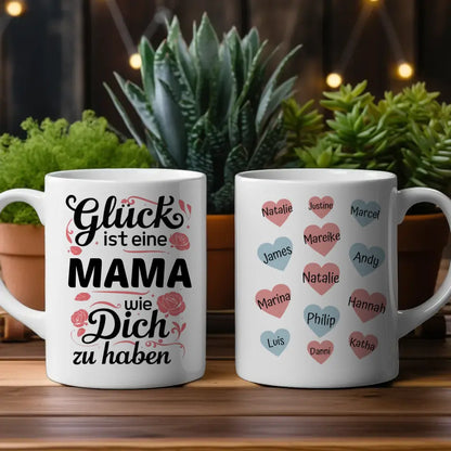 Kaffetasse Personalisiert Glück ist Mama Tasse Glück