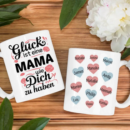 Kaffetasse Personalisiert Glück ist Mama Tasse Glück