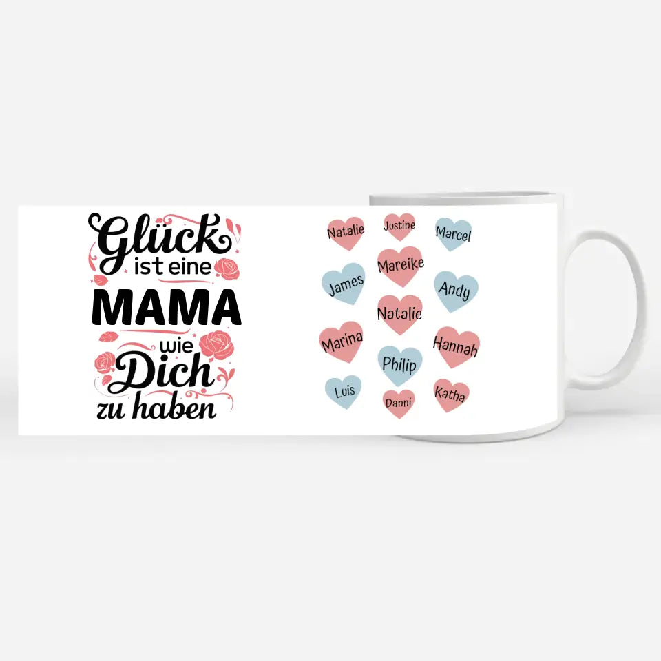 Kaffetasse Personalisiert Glück ist Mama Tasse Glück