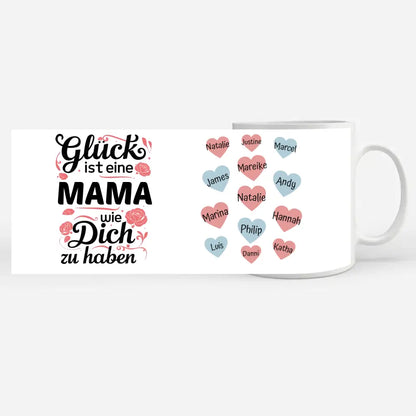 Kaffetasse Personalisiert Glück ist Mama Tasse Glück