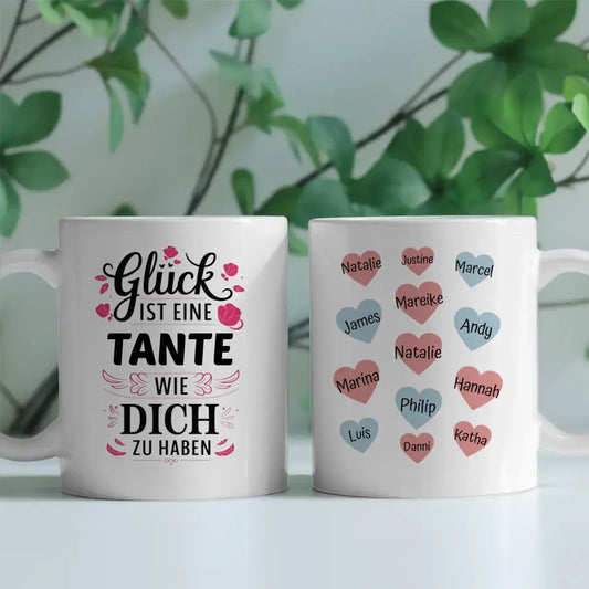 Personalisierte Geschenk Tasse für Tante Glück