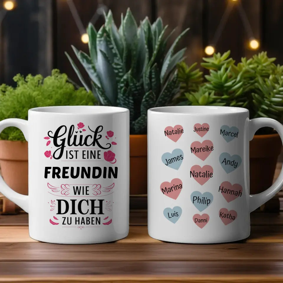 Tasse Personalisiert Glück ist eine Freundin wie Du mit 13 Namen