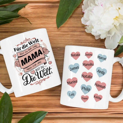 Tasse personalisiert Für uns bist du die Welt Mama Geschenk