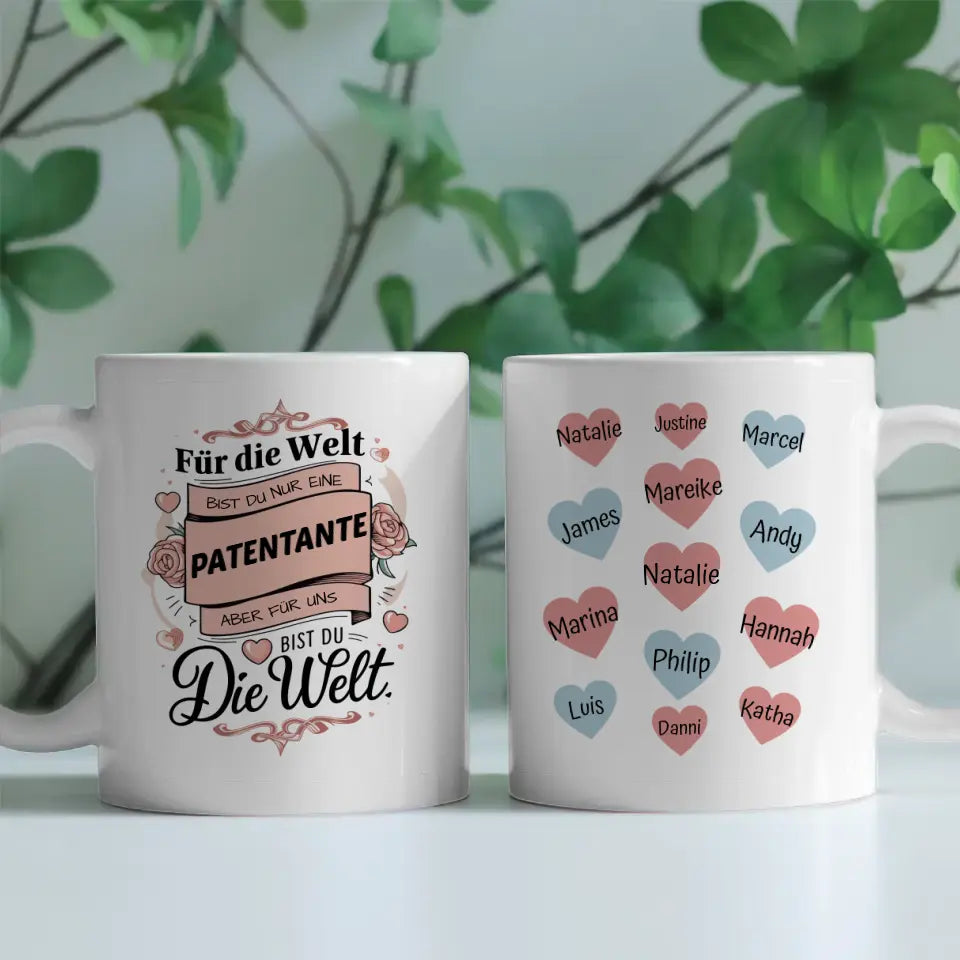 Tasse personalisiert Für uns bist du die Welt Patentante Geschenk