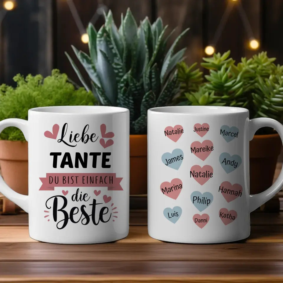 Tasse Tante ist die Beste personalisiert mit 13 Namen