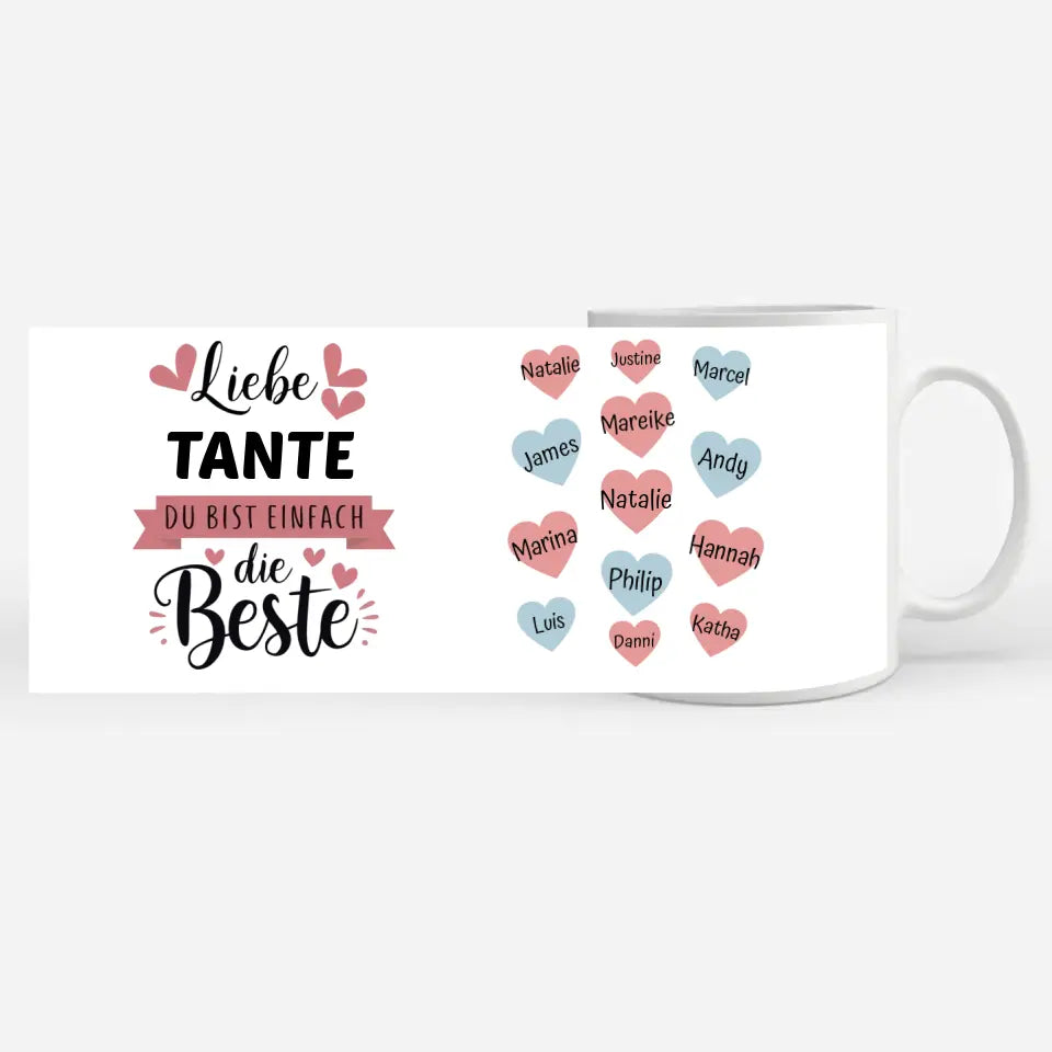 Tasse Tante ist die Beste personalisiert mit 13 Namen