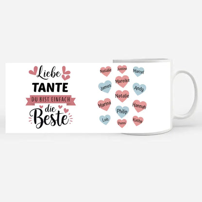 Tasse Tante ist die Beste personalisiert mit 13 Namen