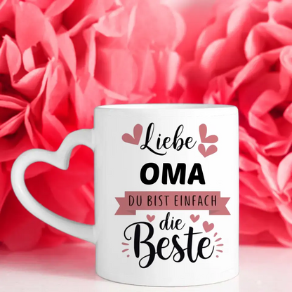 Tasse Oma ist die Beste personalisiert mit 13 Namen