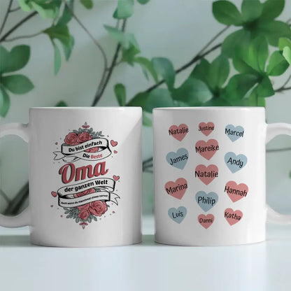 Tasse Personalisiert Oma ist die Beste mit 13 Namen