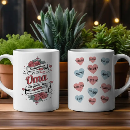 Tasse Personalisiert Oma ist die Beste mit 13 Namen