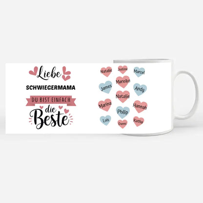 Tasse Schwiegermama ist die Beste personalisiert mit 13 Namen