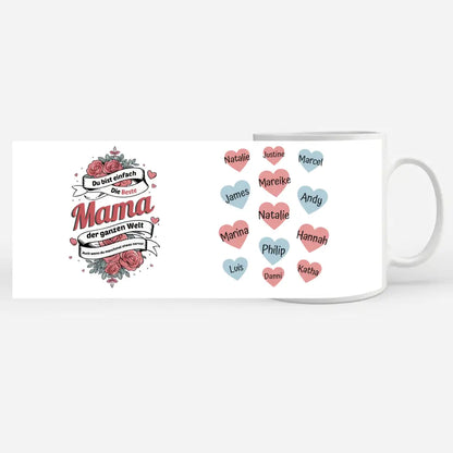 Personalisierte Tasse Mama ist die Beste mit 13 Namen