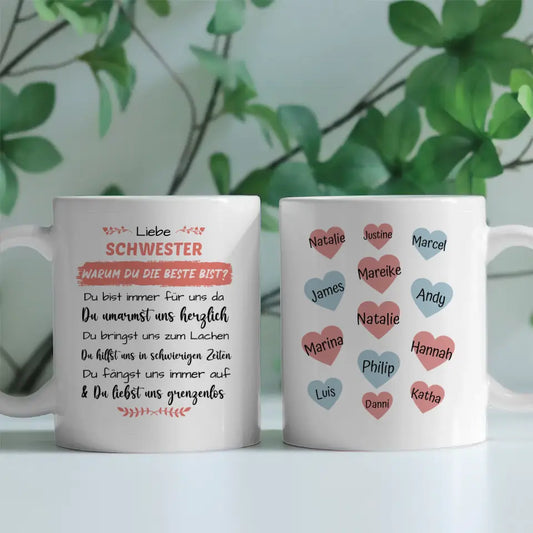 Tasse personalisiert Schwester Warum du die beste bist Geschenk