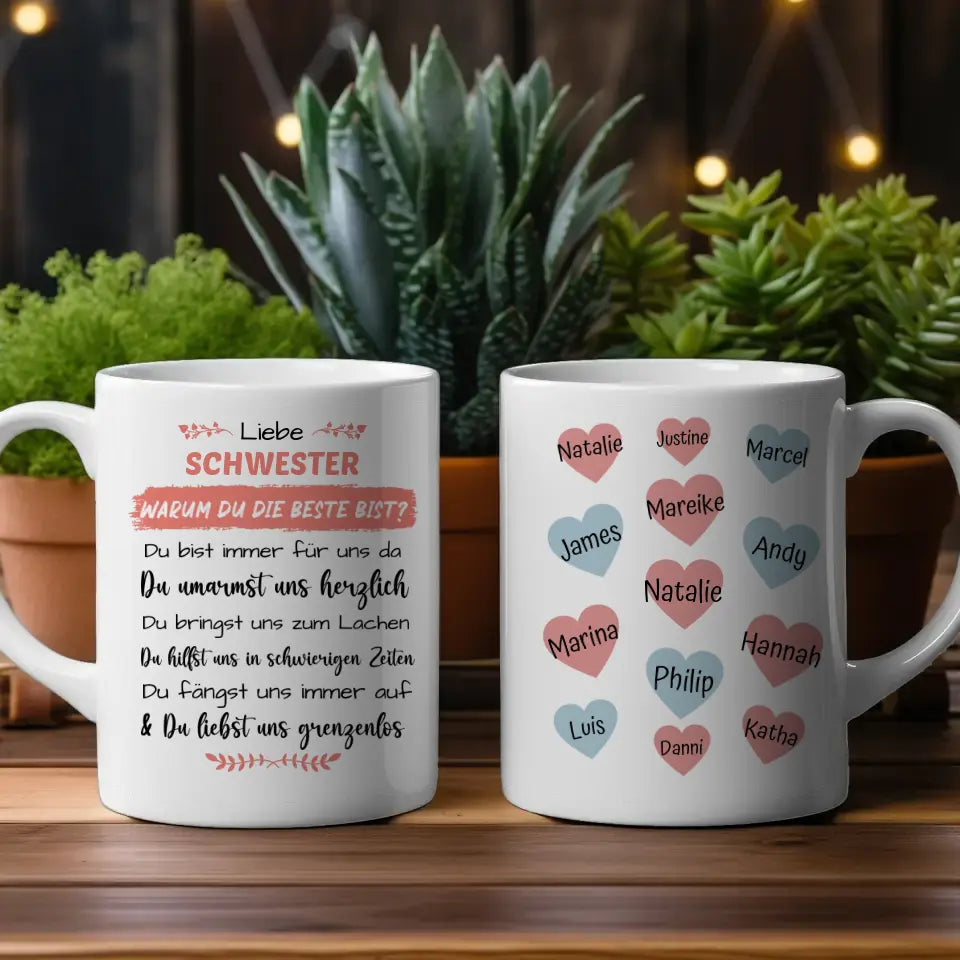 Tasse personalisiert Schwester Warum du die beste bist Geschenk