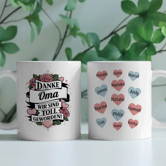 Personalisierte Tasse Oma Wir sind toll geworden Geschenk