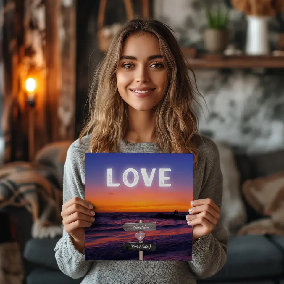 Fotoboard Wegweiser Sonnenuntergang Fotokachel Mit Namen