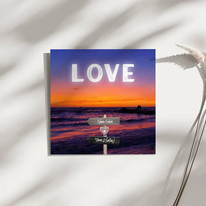 Fotoboard Wegweiser Sonnenuntergang Fotokachel Mit Namen