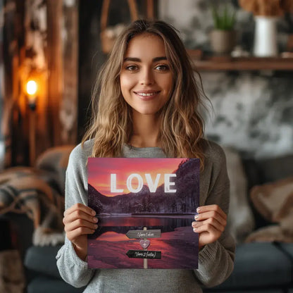 Fotoboard Wegweiser Bergsee Fotokachel Mit Namen & Spruch oder Wunschtext