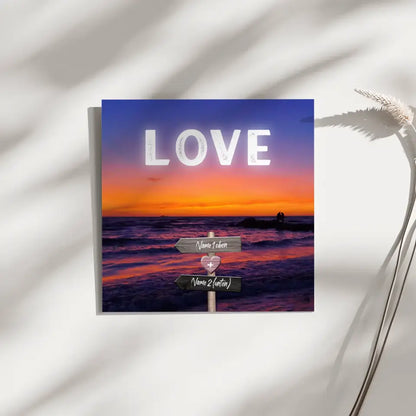 Fotoboard Wegweiser Sonnenuntergang Fotokachel Mit Namen