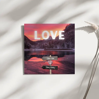 Fotoboard Wegweiser Bergsee Fotokachel Mit Namen & Spruch oder Wunschtext