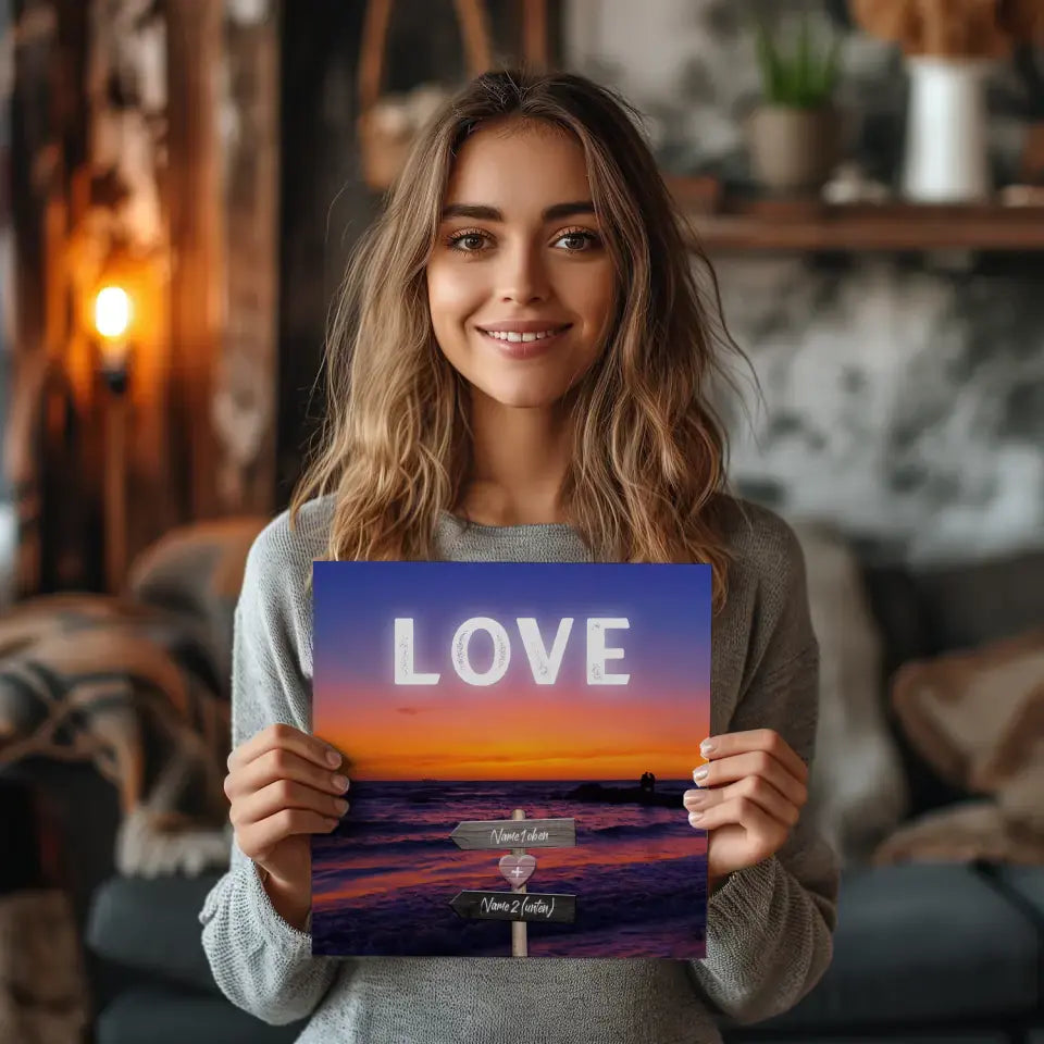 Fotoboard Wegweiser Sonnenuntergang Fotokachel Mit Namen