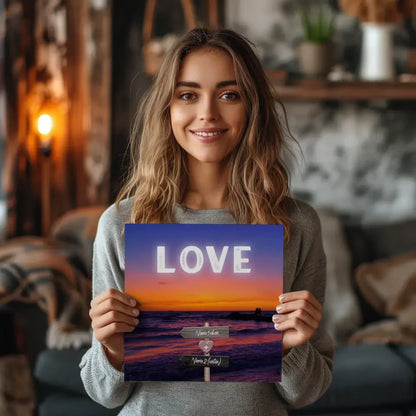 Fotoboard Wegweiser Sonnenuntergang Fotokachel Mit Namen