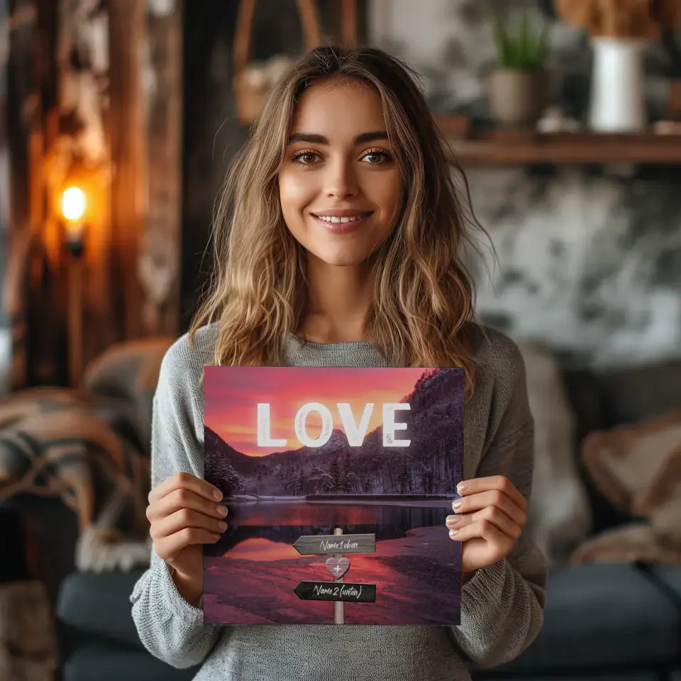 Fotoboard Wegweiser Bergsee Fotokachel Mit Namen & Spruch oder Wunschtext