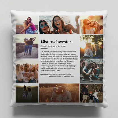 Kissen personalisiert Definition Lästerschwester für 10 Fotos