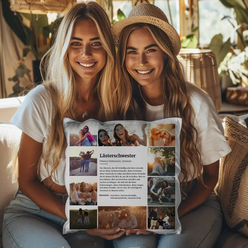 Kissen personalisiert Definition Lästerschwester für 10 Fotos