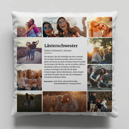 Kissen personalisiert Definition Lästerschwester für 10 Fotos