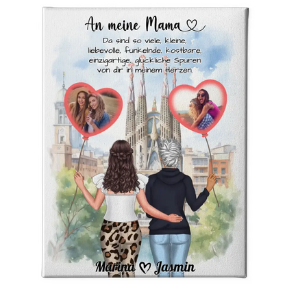 Leinwand für Mamas In meinem Herzen Personalisiert