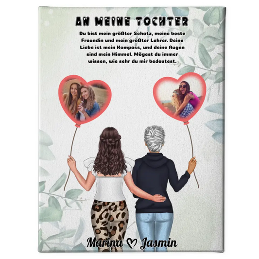 Personalisierte Leinwand An Tochter Mein Kompass und Fotos 1