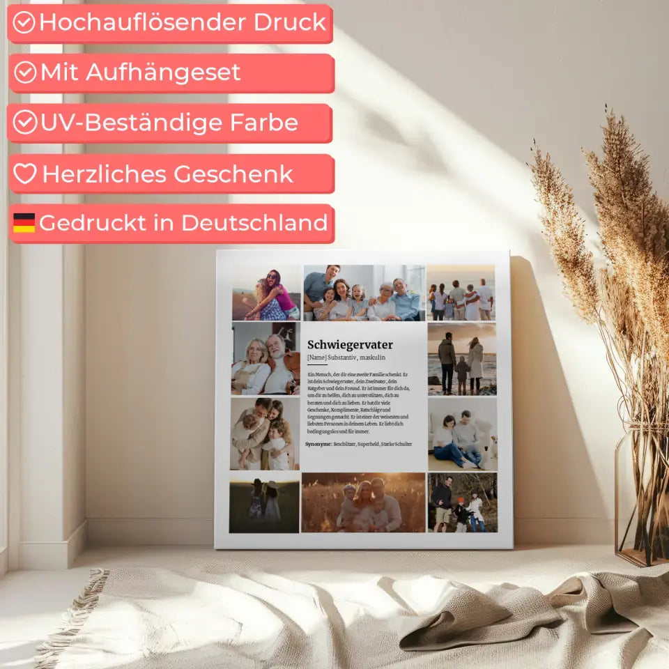 Foto Leinwand personalisiert Definition Schwiegervater mit 10 Fotos