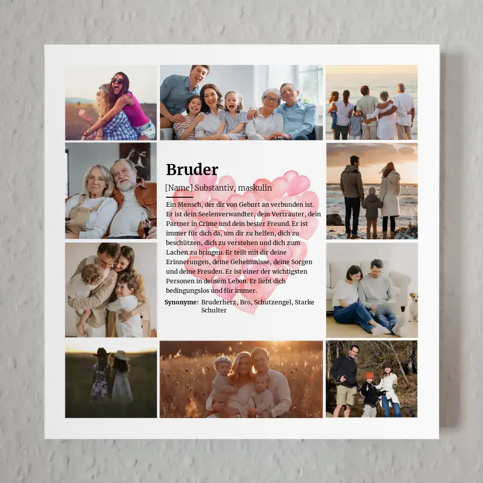 Bruder Definition Fotoboard Personalisiert mit 10 Fotos Herzen